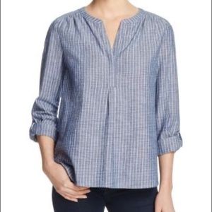 Joie “Kalan” Cotton Split Neck Roll Sleeve Shirt